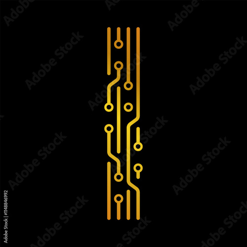 Electronic Letter I Forming a Circuit on Black Background
