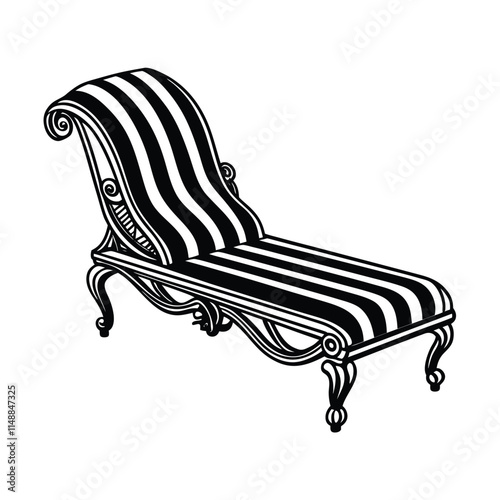 Simple Chaise Lounge Silhouette Vector Illustration