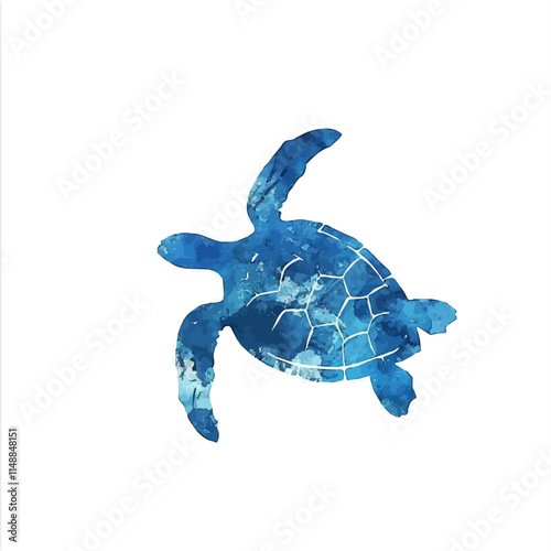 A watercolor painting of a tropical sea turtle swimming gracefully, isolated on a white background. Sea turtle vector.
