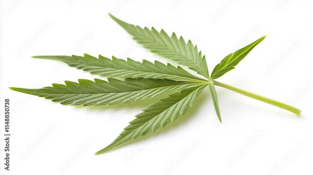 Cannabis leaf on a white background, created with generative AI technology Cannabis leaf on a white background, created with generative AI technology