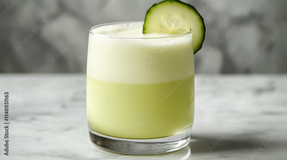 Refreshing Cucumber Lime Drink in Elegant Glass Refreshing Cucumber Lime Drink in Elegant Glass