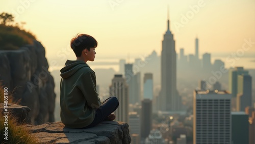 Person sat overlooking the city