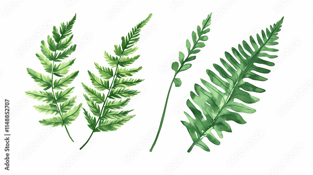 Fern fronds graceful fern leaves in shades of green. Frond. Illustration Fern fronds graceful fern leaves in shades of green. Frond. Illustration
