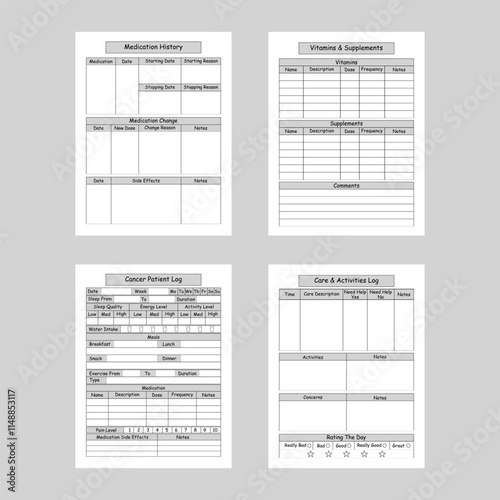 Vector illustration of cancer patient log book