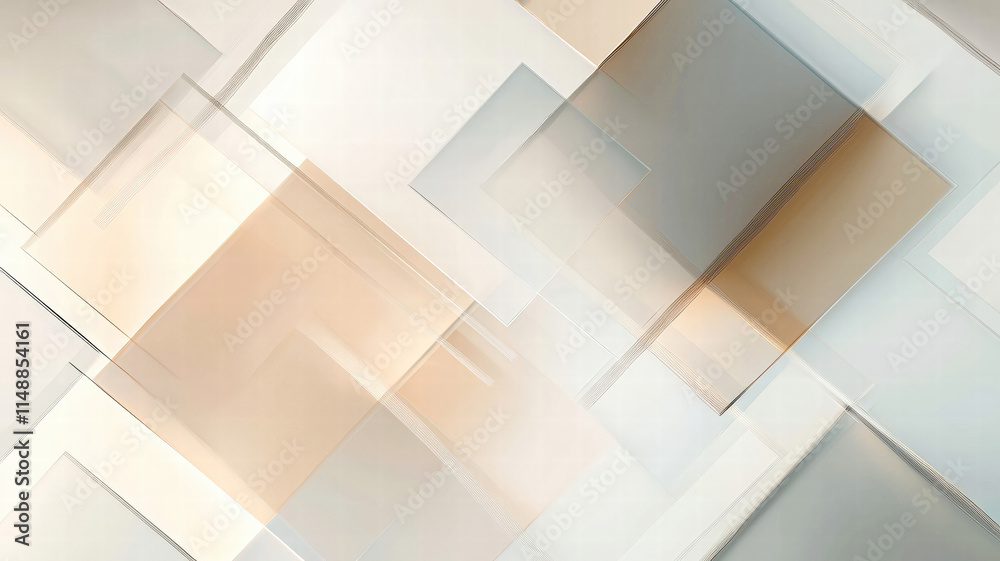 Obraz premium A minimalist abstract design featuring overlapping transparent rectangles in muted tones, creating a sleek and stylish aesthetic perfect for modern decor and digital use. 