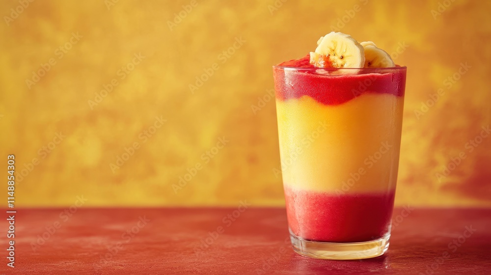 Vibrant Smoothie in Tall Glass with Fruit Garnish Vibrant Smoothie in Tall Glass with Fruit Garnish