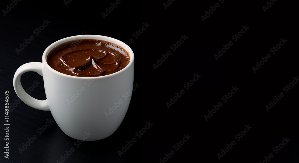 Coffee Mug with tasty chocolate on a dark table with copy space image. Coffee Mug with tasty chocolate on a dark table with copy space image.