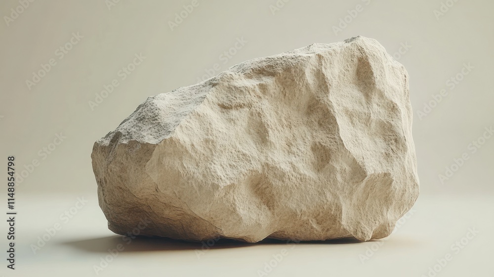 Single large beige rock on a beige background.