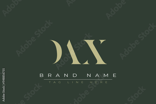 DAX abstract letter logo design. This logo is designed by three abstract letters. 
