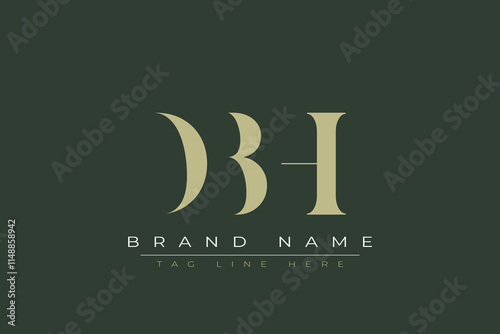 DBH abstract letter logo design. This logo is designed by three abstract letters.  photo