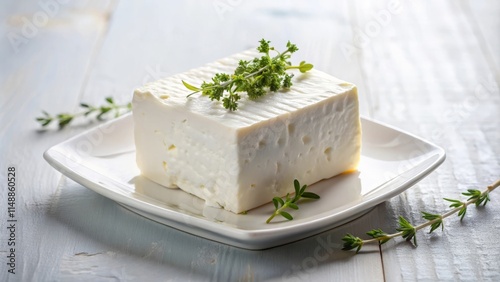Clean and Elegant Feta Cheese with Herbal Garnish