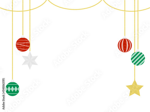 フラットクリスマスボール＆スターオーナメントフレームE：カラフル