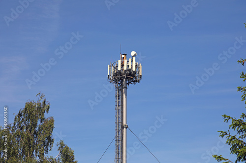 Tower with antennas supporting wireless networks Ustronie Morskie, West Pomerania, Poland photo