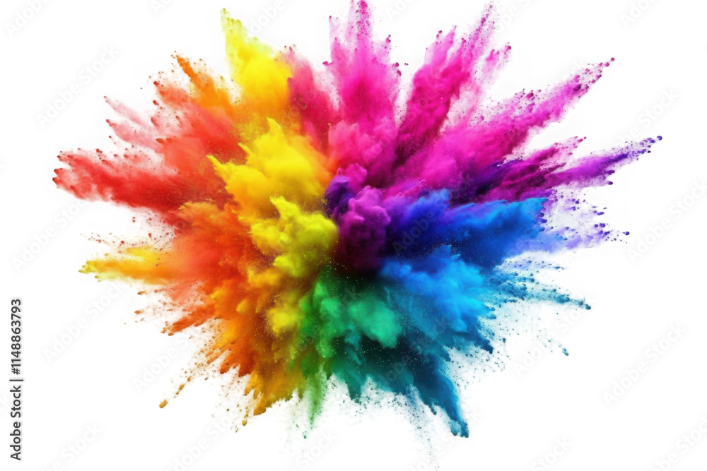 Colorful rainbow holi paint splash, color powder explosion, AI generated image