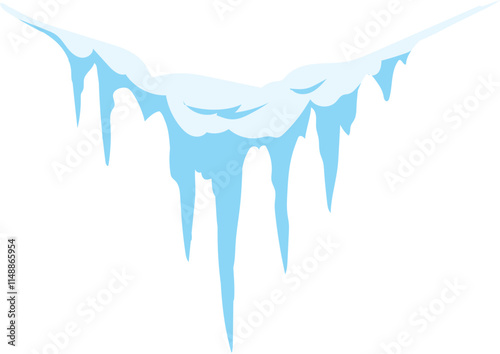 Melting snow creates stunning icicles hanging from the roof, forming a picturesque winter landscape filled with crystalline beauty and the essence of the cold season
