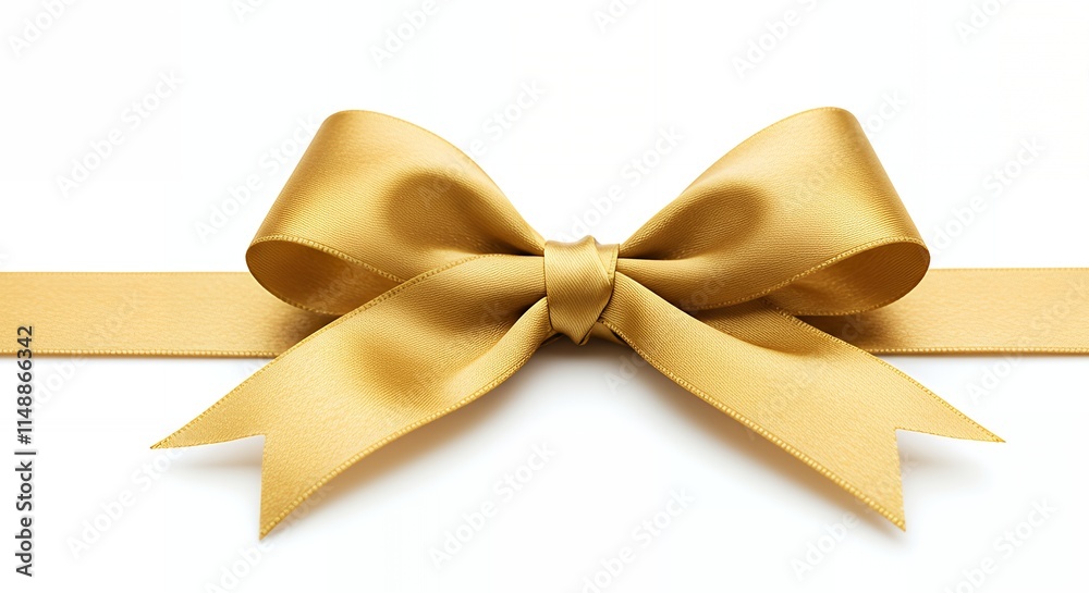 Golden ribbon bow on a white background. Golden ribbon bow on a white background.