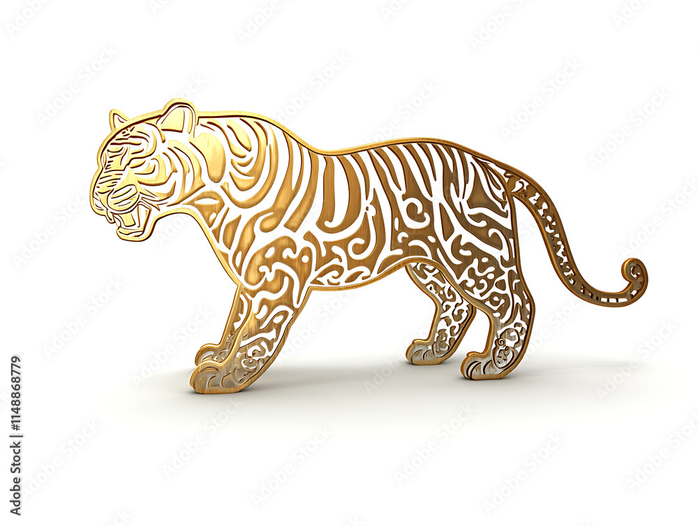 custom made wallpaper toronto digitalTiger gold shapped Chinese zodiac on white background