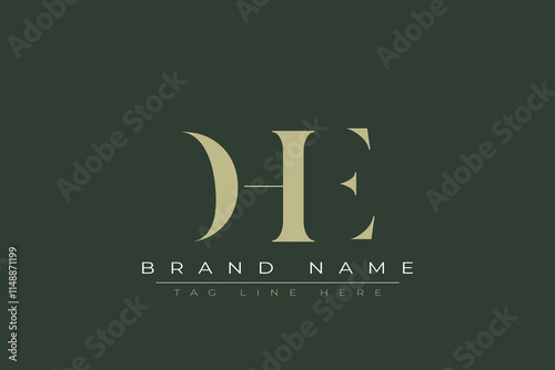 DHE abstract letter logo design. This logo is designed by three abstract letters.  photo