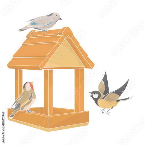 Wild birds on the feeder