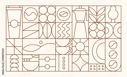 Background,pattern Bauhaus coffee contour