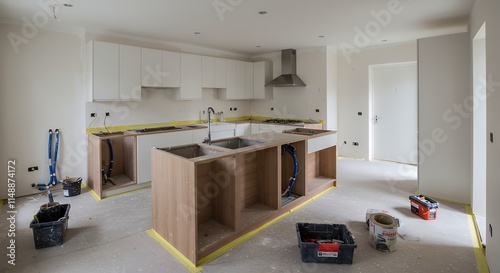 Preparing kitchen for installation of custom new features in modern home improvement