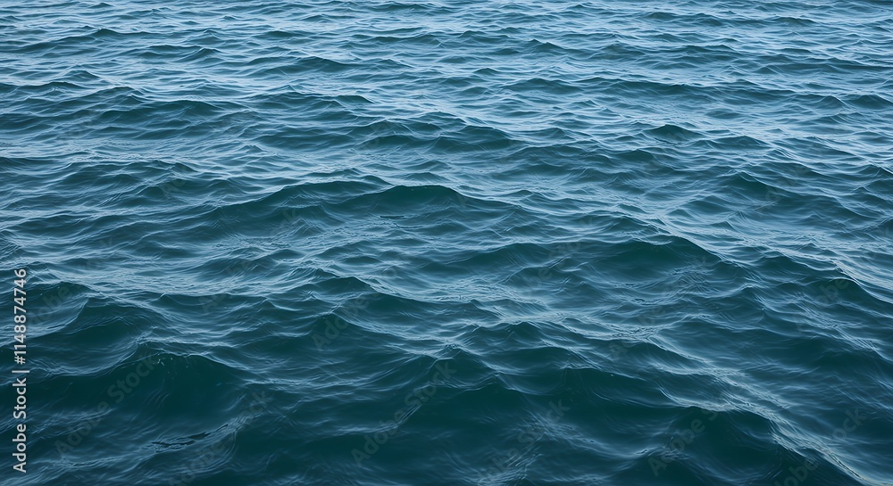 Fototapeta premium Sea abstract or rippled water texture background. Tranquil water surface texture featuring splashes and waves. Abstract nature backdrop. Surface of blue ocean water.