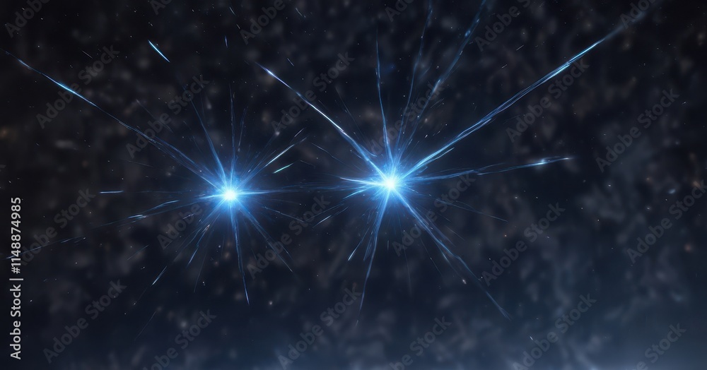 Fototapeta premium Twinkling star fragments scattered across inky blue, fragment, night sky, fireworks
