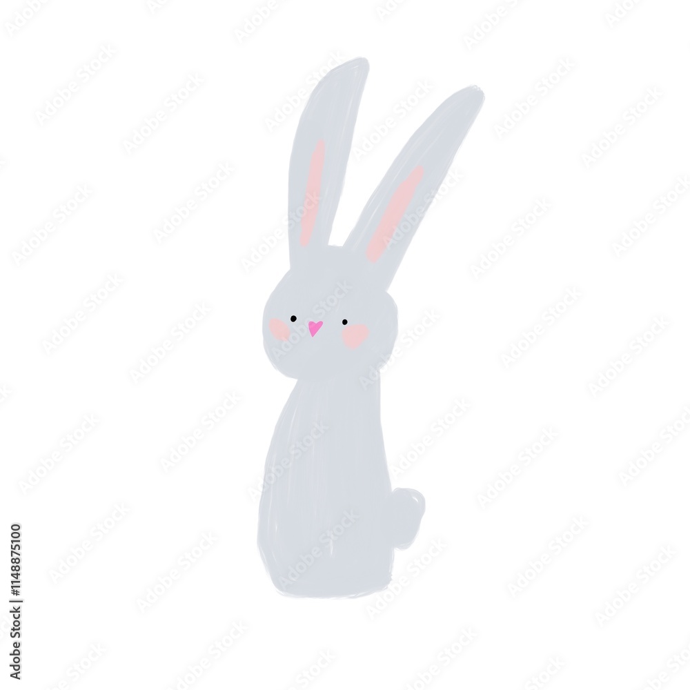 A vertically sitting grey rabbit with simple outlines, looking to the left. Minimalist illustration for Easter and spring projects.
A vertically sitting grey rabbit with simple outlines, looking to the left. Minimalist illustration for Easter and spring projects.