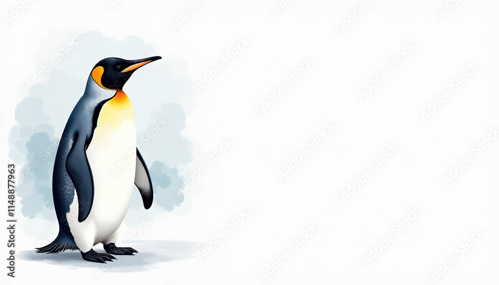 Fototapeta premium A cute and engaging banner featuring a penguin illustration for Penguin Awareness Day, designed to promote wildlife conservation.