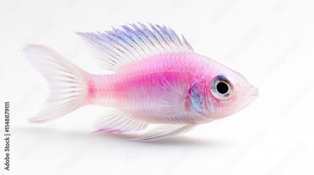 Pink aquarium fish with translucent fins isolated on white. Pink aquarium fish with translucent fins isolated on white.