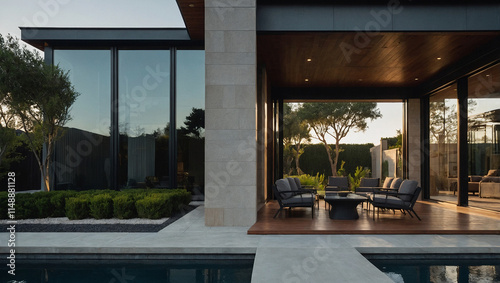 Modern Residence Exterior with Patio and Pool