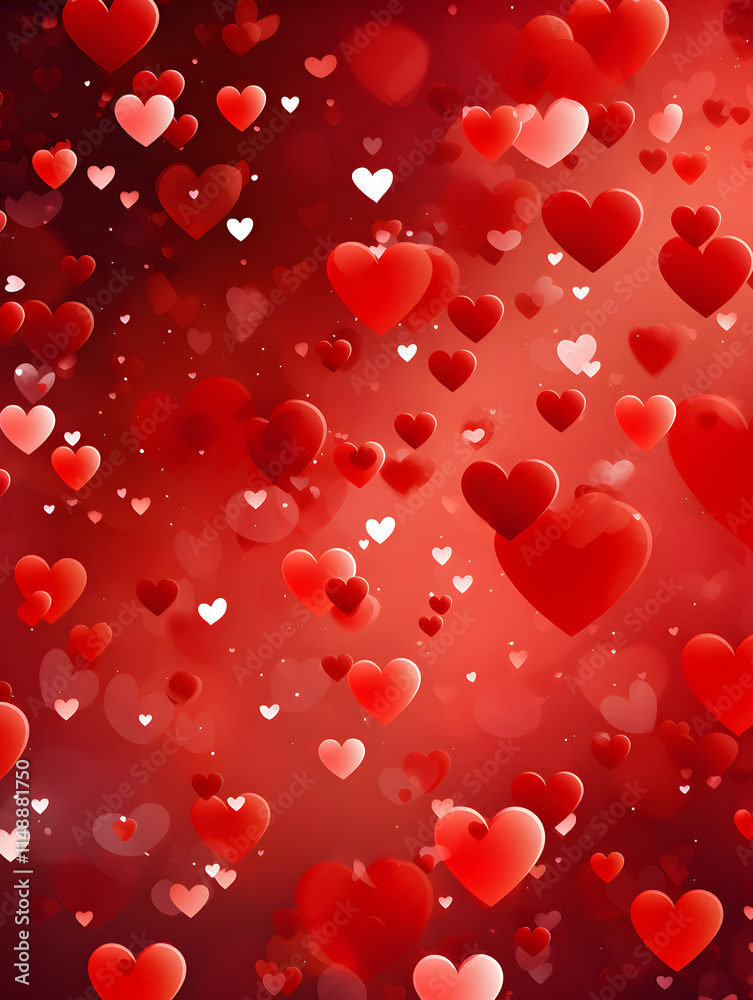 Obraz premium Abstract red hearts background with glitter 