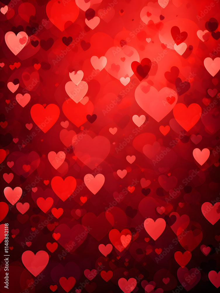 Abstract red hearts background with glitter Abstract red hearts background with glitter