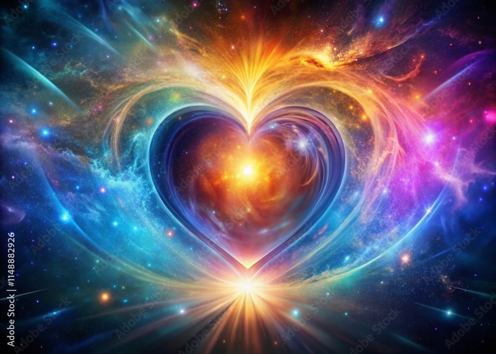 Obraz premium Cosmic Heart: Soul's Sanctuary, Esoteric Universal Love, Mystical Chakra Connection