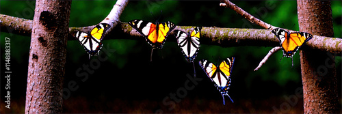 Gorgeous tree covered in vibrant butterflies creating a stunning natural display