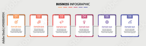Business vector infographic design template with icons and 6 options or steps