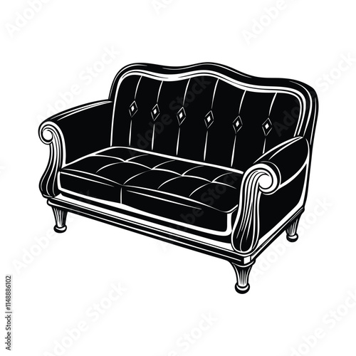 Simple Couch Silhouette Vector Illustration