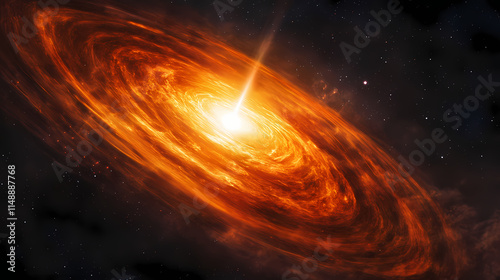 Pulsating star near a neutron star with quasars and event horizons in the background surrounded by dark matter dark energy and the cosmic microwave background. Quasar. Illustration
