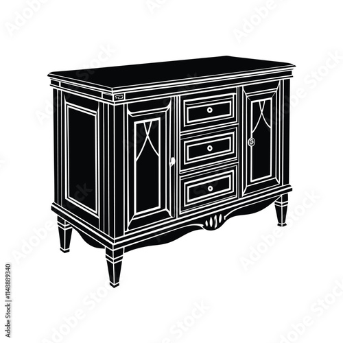 Simple Credenza Silhouette Vector Illustration