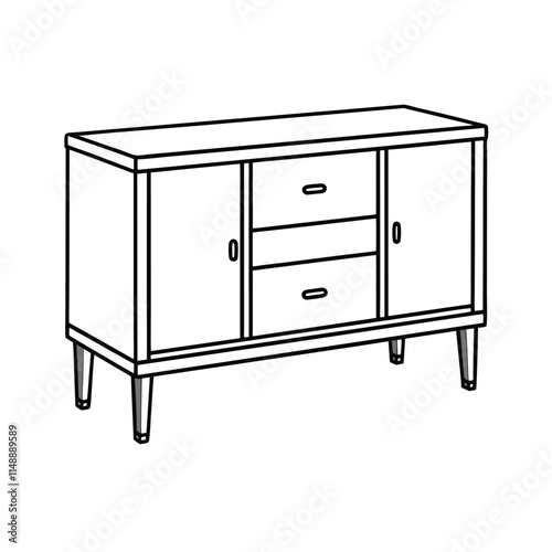Editable Credenza Outline Vector Graphic