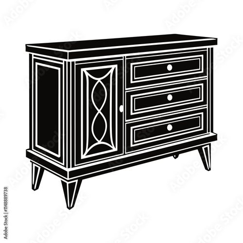 Simple Credenza Silhouette Vector Illustration
