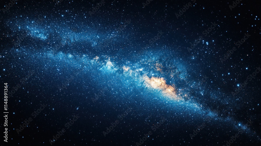 Fototapeta premium Vibrant Milky Way galaxy with bright core and stars.