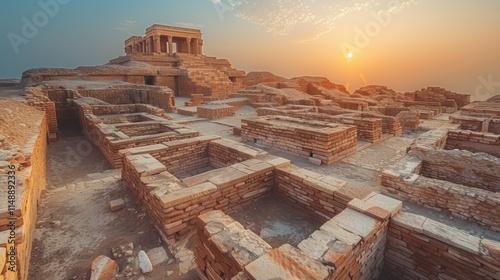 Mohenjo daro Ruins Ancient Indus Valley Civilization Sunset