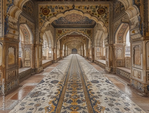 Lahore Fort Corridor Historic Architecture Intricate Tiles Cultural Heritage Asia Pakistan Travel photo