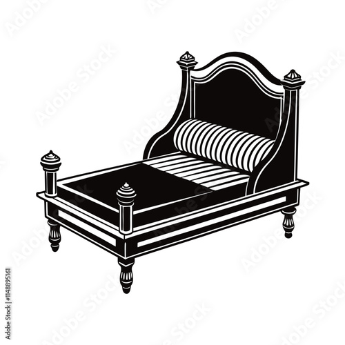 Simple Daybed Silhouette Vector Illustration