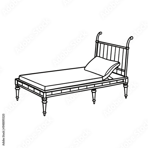 Editable Daybed Outline Vector Graphic