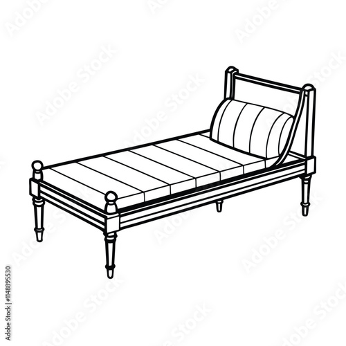 Editable Daybed Outline Vector Graphic