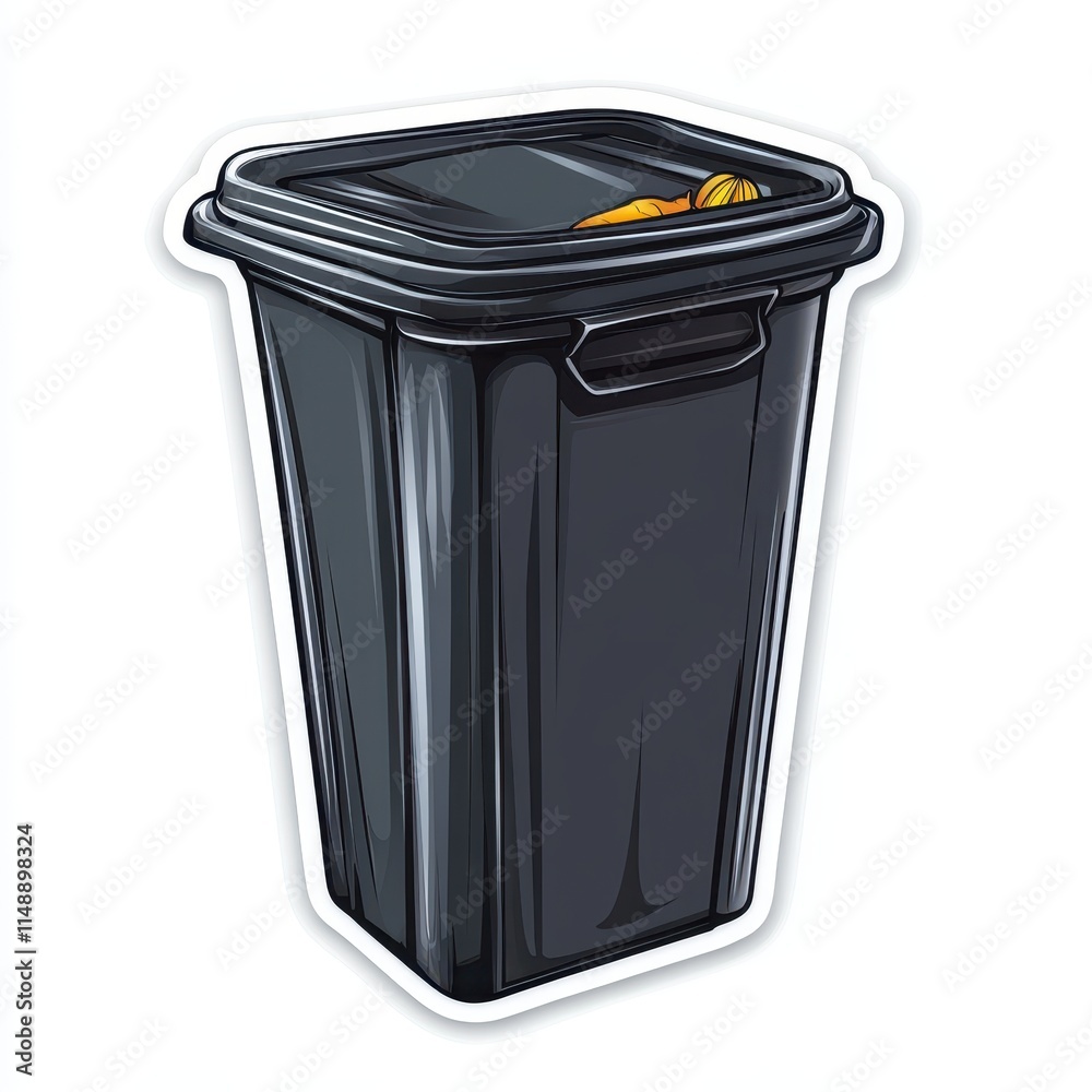 Creative black sticker depicting a recycling bin Creative black sticker depicting a recycling bin