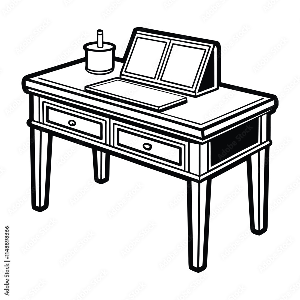 Simple Desk Silhouette Vector Illustration Simple Desk Silhouette Vector Illustration