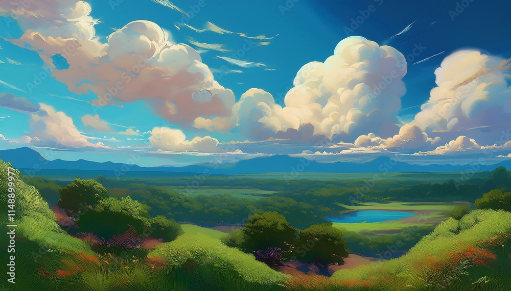 Fototapeta premium panorama with clouds generative ai